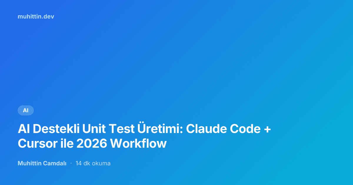 AI Destekli Unit Test Üretimi: Claude Code + Cursor ile 2026 Workflow