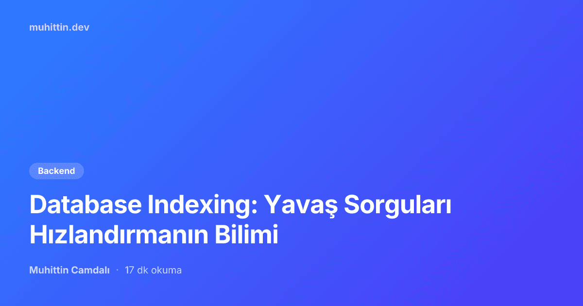 Database Indexing: Yavaş Sorguları Hızlandırmanın Bilimi