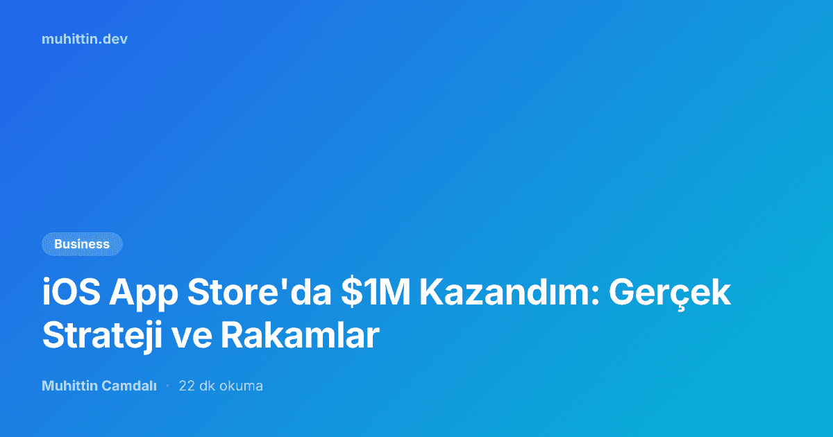 iOS App Store'da $1M Kazandım: Gerçek Strateji ve Rakamlar