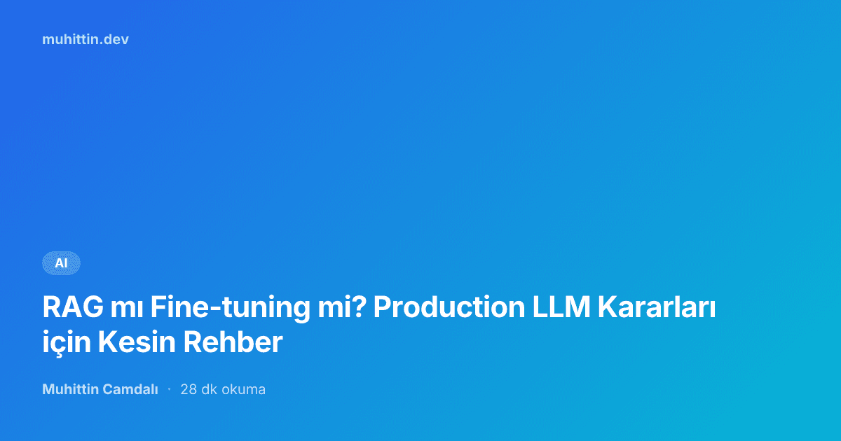 RAG mı Fine-tuning mi? Production LLM Kararları için Kesin Rehber