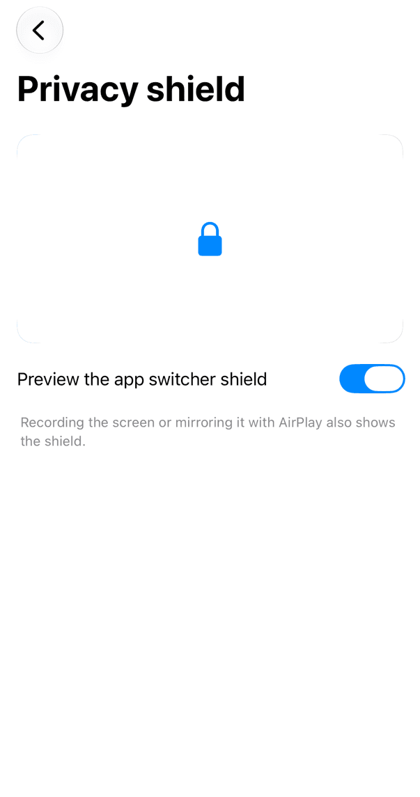 Eine Kartendetails-Ansicht, verdeckt vom Privacy Shield mit einem Schloss-Symbol