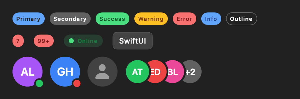 Badges und Avatare im Dark Mode