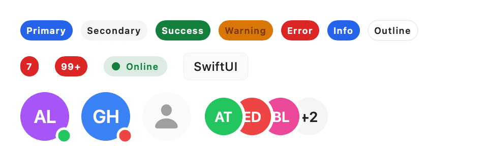 Badges und Avatare im Light Mode