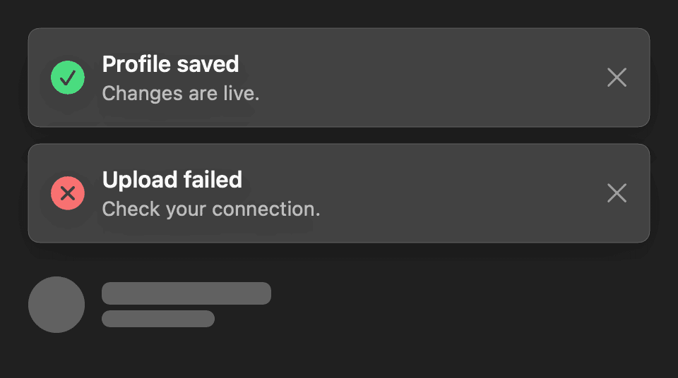 Toasts und Skeleton-Loader im Dark Mode