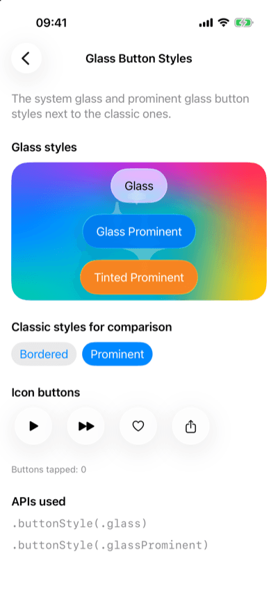 Demo zu Glas-Button-Styles
