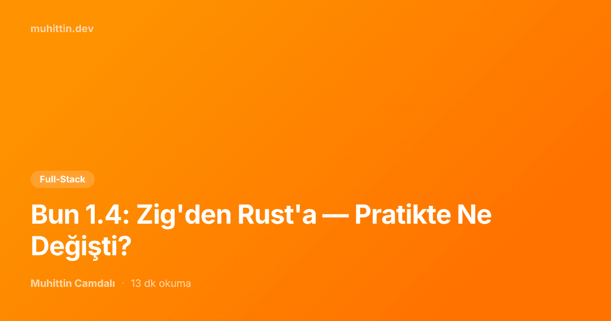 Bun 1.4: Zig'den Rust'a — Pratikte Ne Değişti?