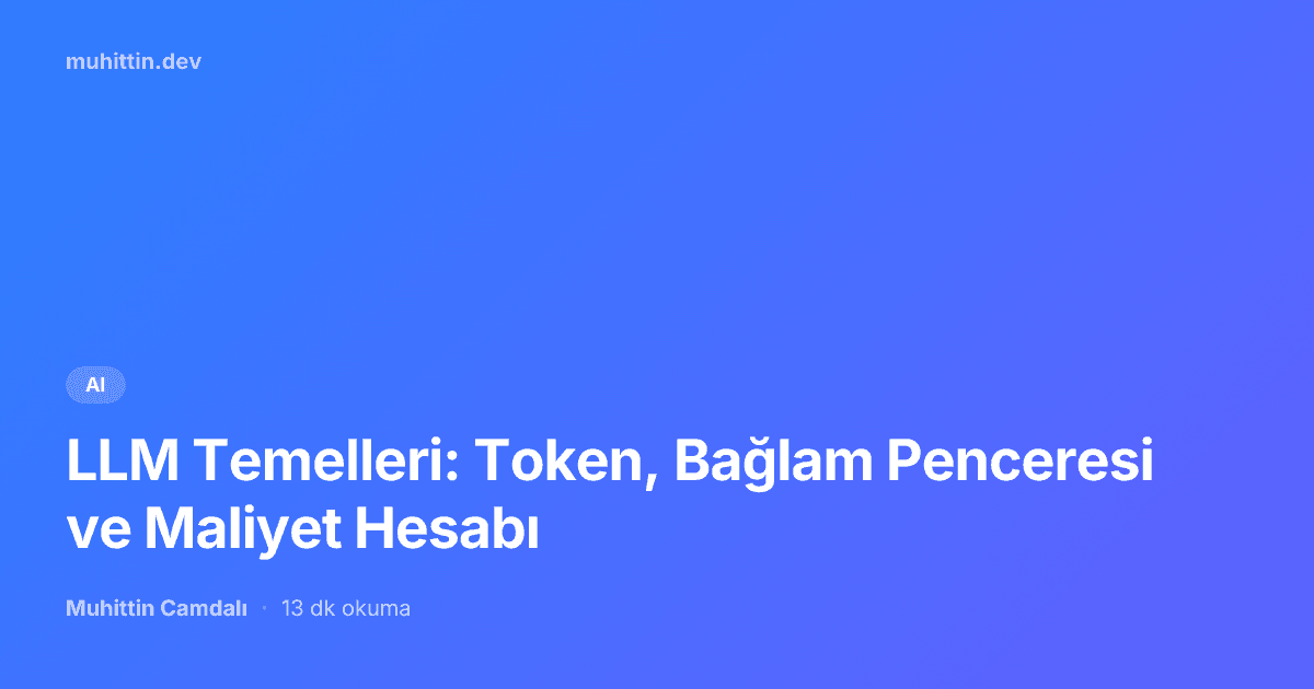 LLM Temelleri: Token, Bağlam Penceresi ve Maliyet Hesabı