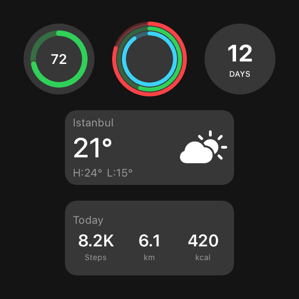 Dieselben Lock-Screen-Widgets im Dark Mode