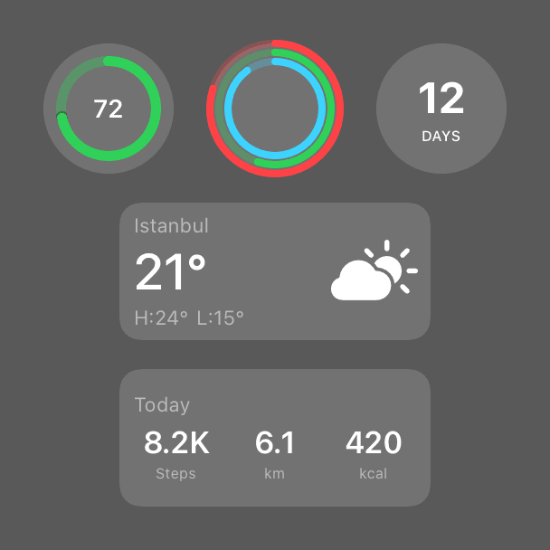 Lock-Screen-Widgets für Akku, Aktivitätsringe, Countdown, Wetter und Statistiken