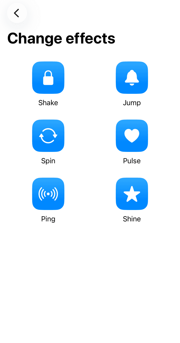 Change-Effekte-Screen der Beispiel-App MotionGallery, hell